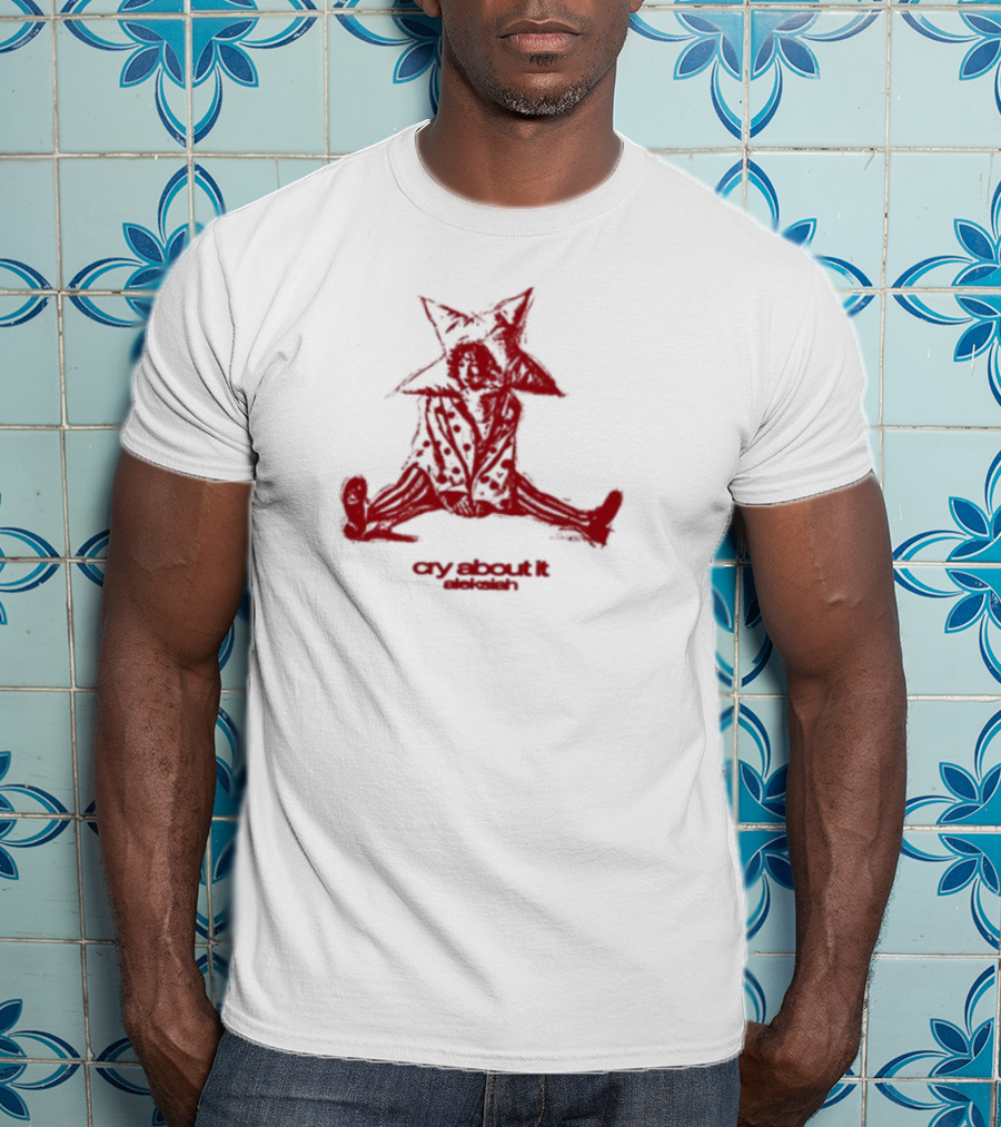 Aleksiah Cry About It Red Sketchy Cat Ears Print T-Shirt