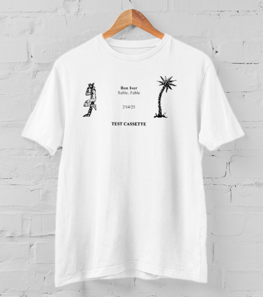 Bon Iver Test Cassette Hippie Palm Tree Peace Signs T-Shirt
