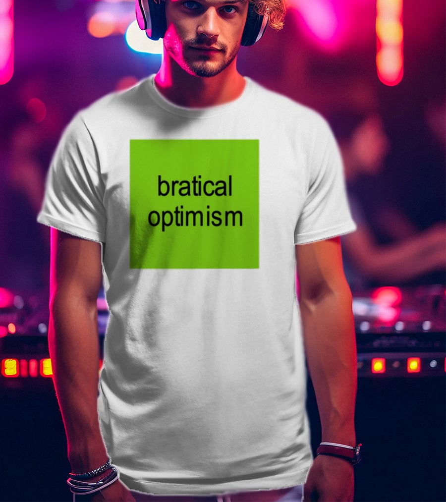 Bratical Optimism Bold Green Typography T-Shirt