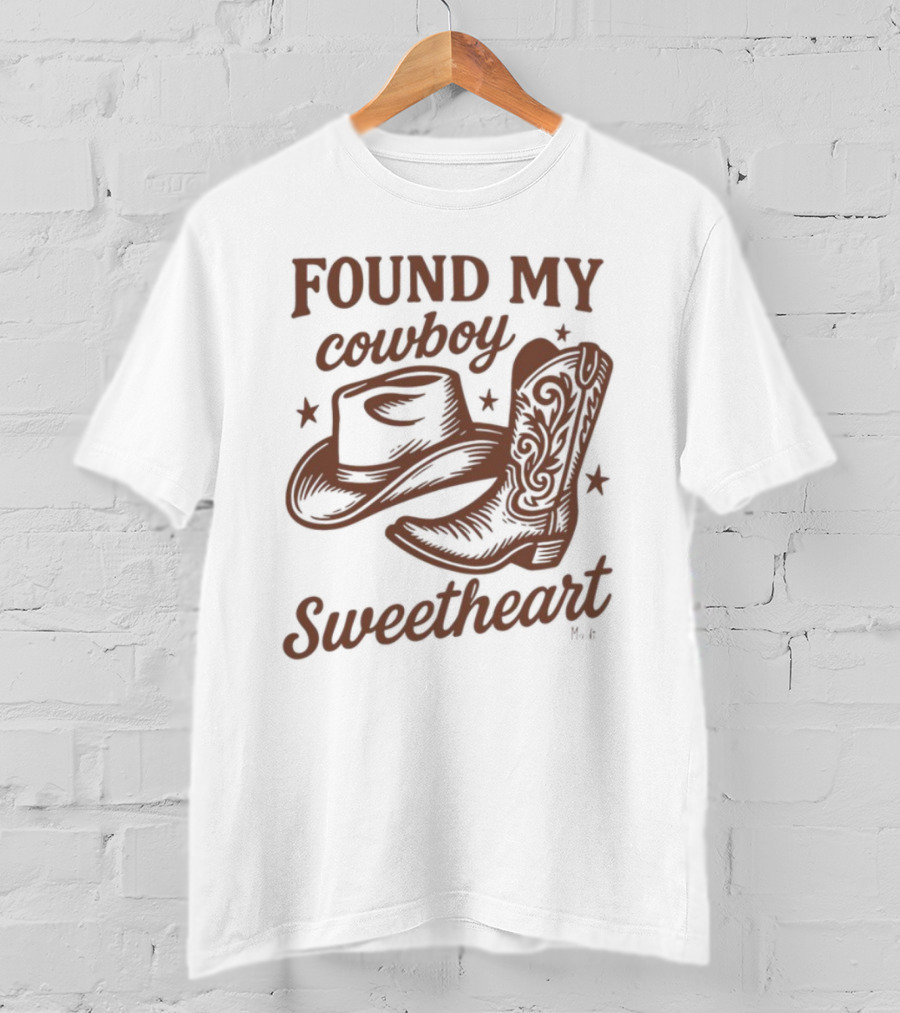 Found My Cowboy Sweetheart Hat And Boot Stars T-Shirt