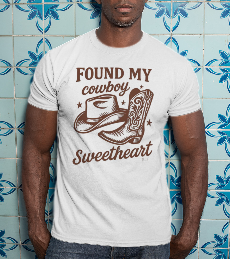 Found My Cowboy Sweetheart Hat And Boot Stars T-Shirt