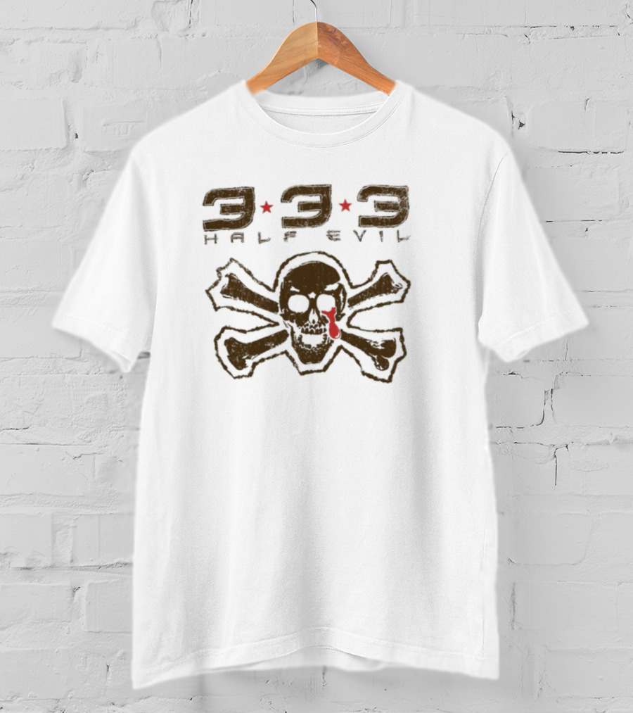 333 Half Evil Skull Crossbones Pirate T-Shirt