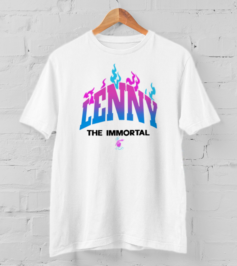 Lenny The Immortal Flaming Gradient Text With Cartoon Character T-Shirt