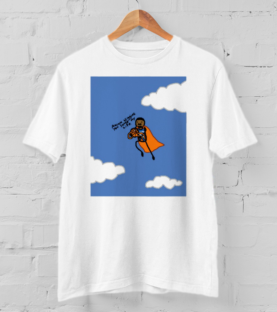 Aaron Wiggins You Saved My Life Superhero Drawing Floating In Clouds T-Shirt
