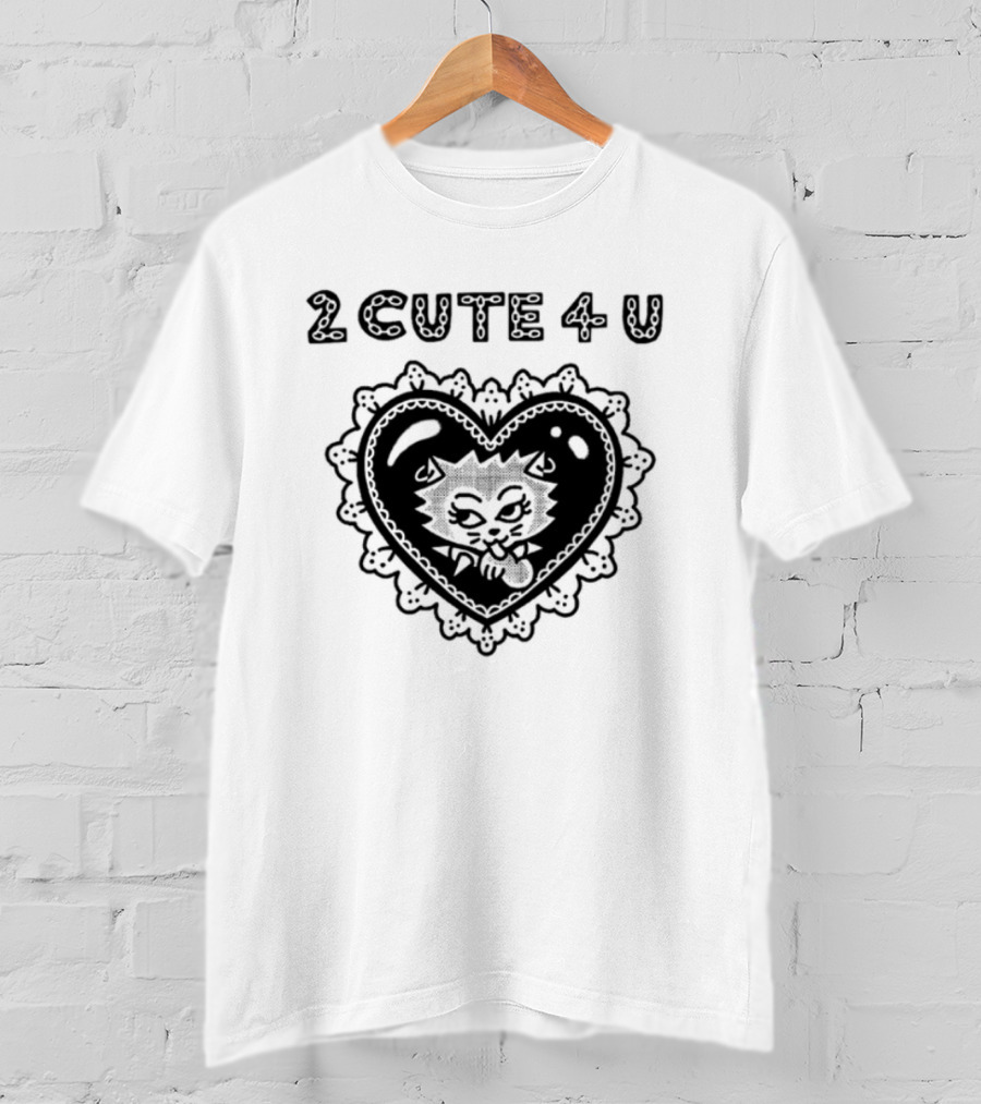 2 Cute 4 U Heart Cat Lovers Aidabloom T-Shirt