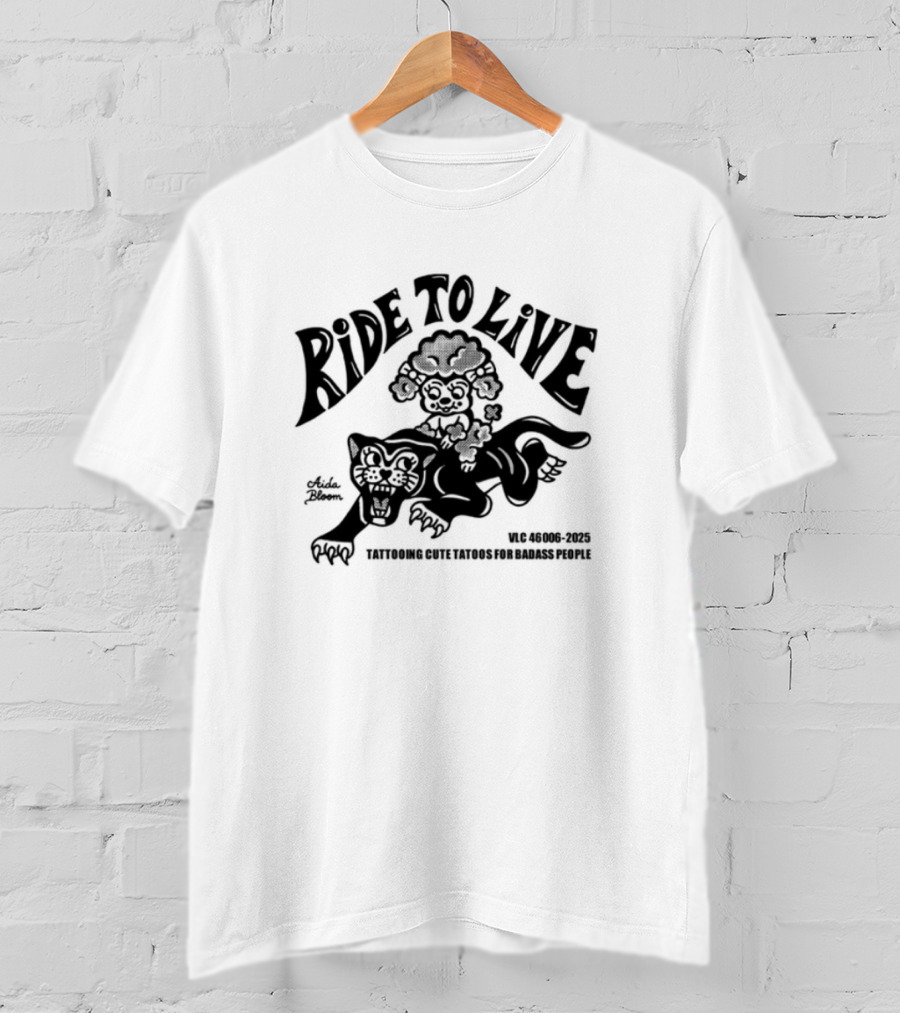 Ride To Live Aidabloom Skeleton Biker Wings T-Shirt