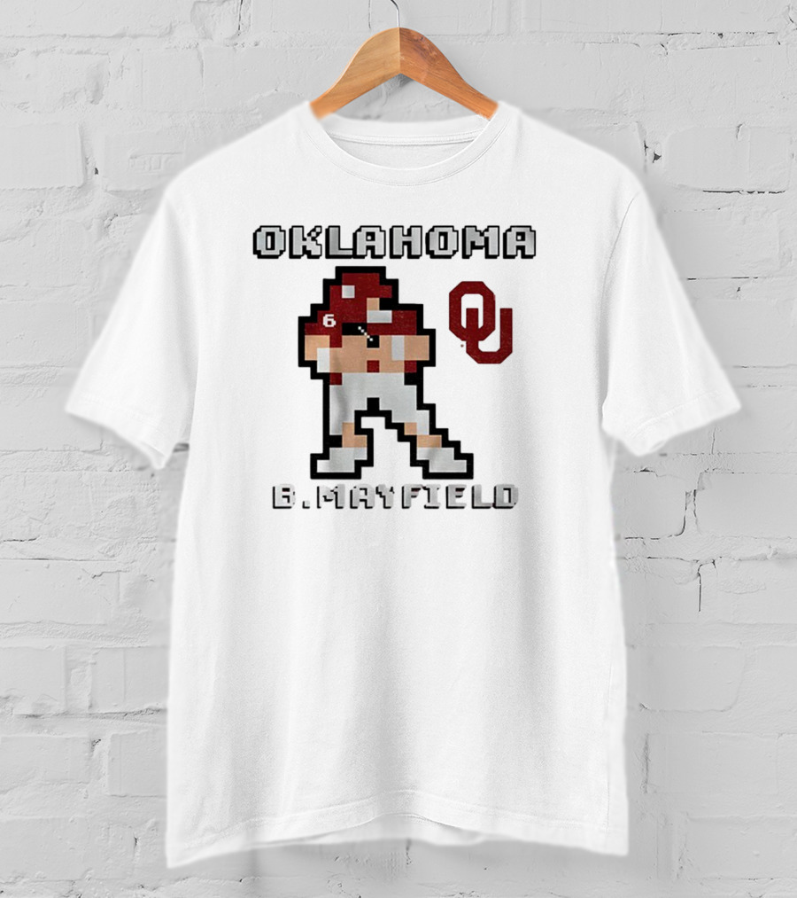 Oklahoma Sooners B. Mayfield Retro Pixel Football T-Shirt
