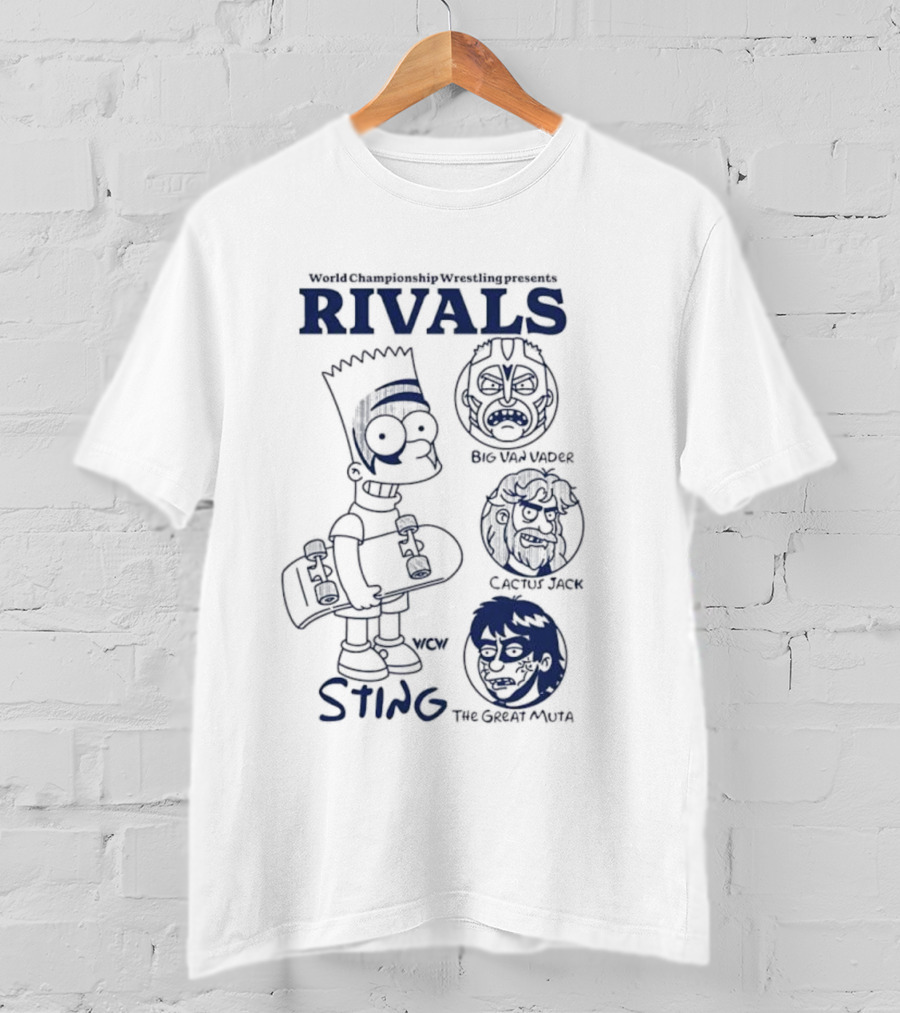 Bart Simpson World Championship Wrestling Presents Rivals WCW Sting The Ultimate Warrior Big Van Vader T-Shirt