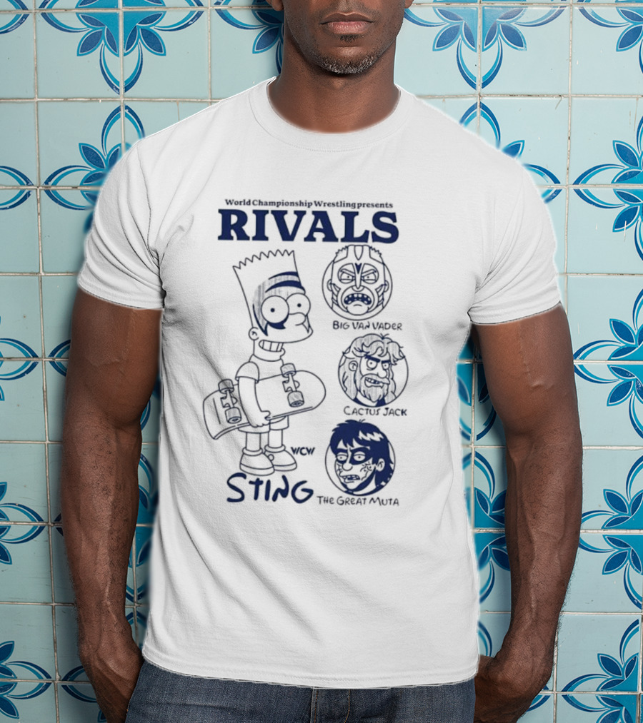 Bart Simpson World Championship Wrestling Presents Rivals WCW Sting The Ultimate Warrior Big Van Vader T-Shirt