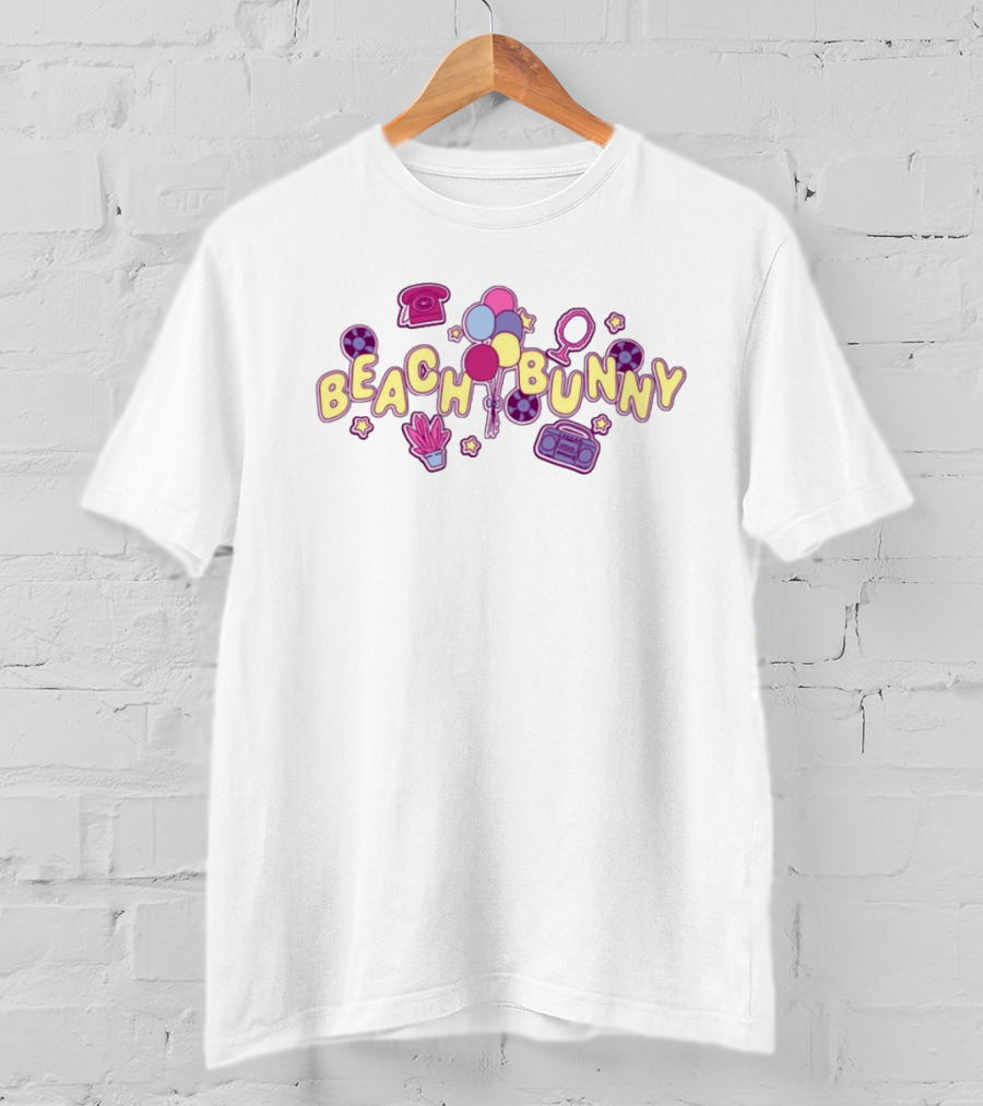 Beach Bunny Balloons Boombox Phone Retro Aesthetic T-Shirt