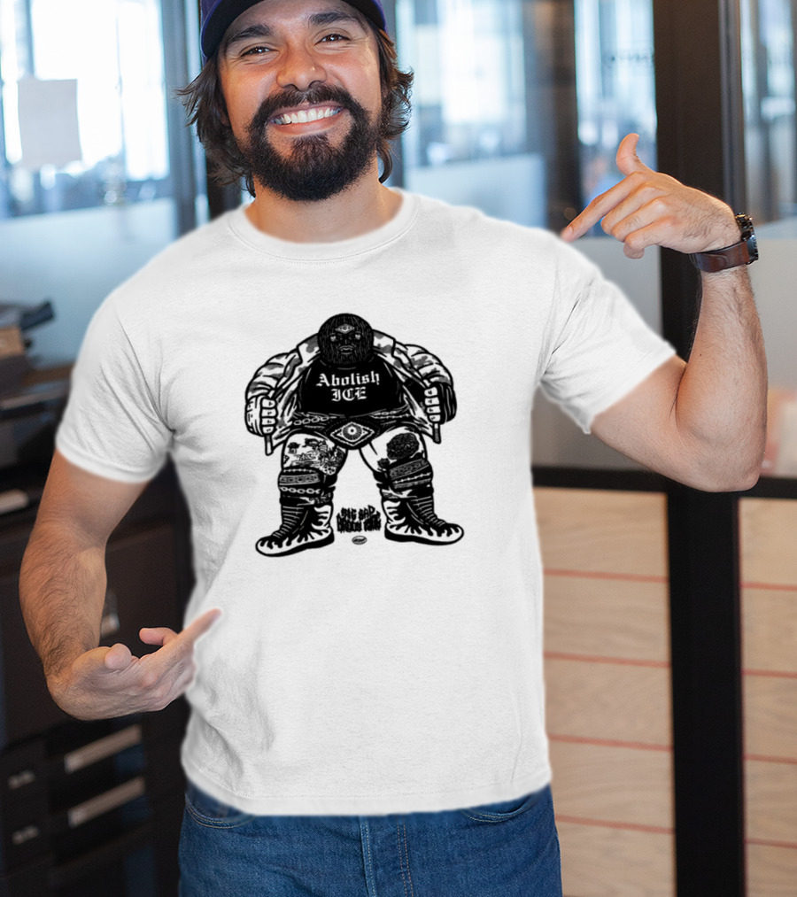 Brody King Abolish Ice Skeletal Monster Graphic T-Shirt