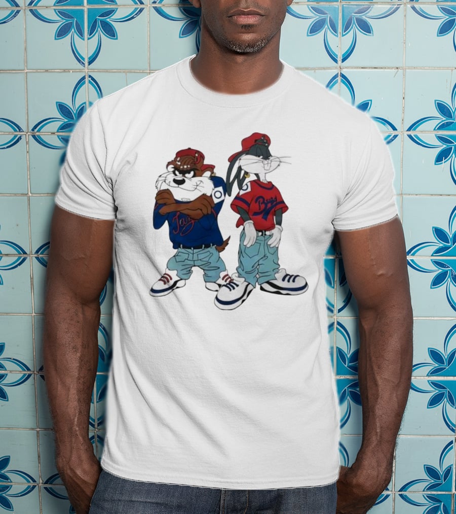 Bugs Bunny Taz Hip Hop Vintage Style Baggy Jeans Sneakers T-Shirt