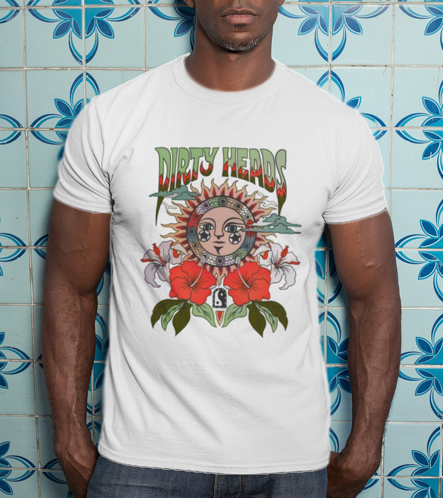 Dirty Heads Cali Sun Orange Sunflower And Hibiscus Design T-Shirt