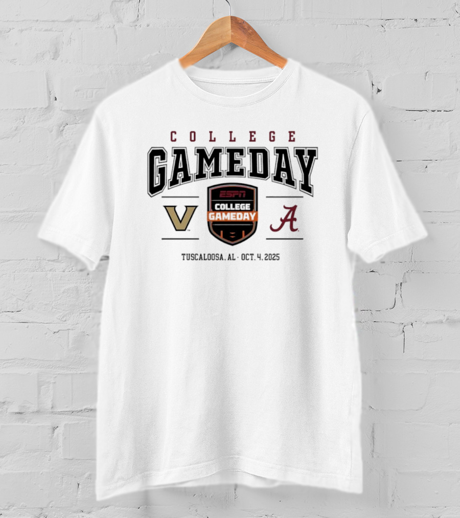 College GameDay ESPN Vanderbilt Commodores Vs Alabama Crimson Tide Tuscaloosa Oct 4 2025 T-Shirt