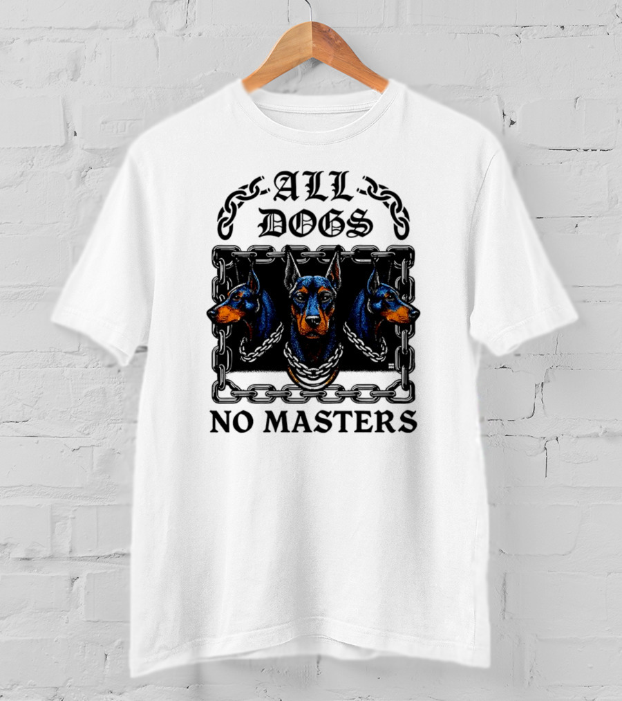 Doberman All Dogs 2025 No Master Tri Color Illustration T-Shirt