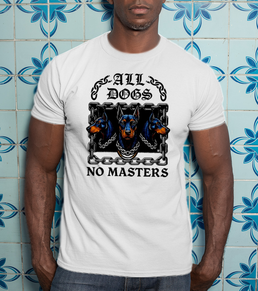 Doberman All Dogs 2025 No Master Tri Color Illustration T-Shirt