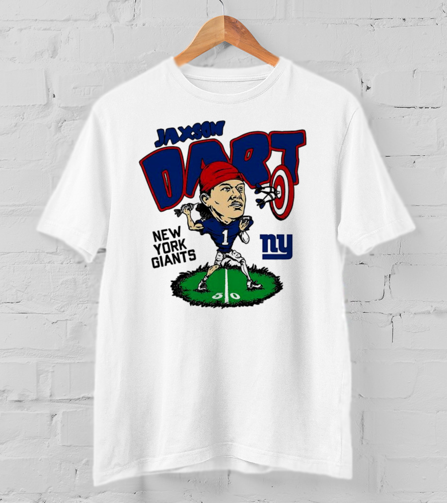 Jaxson Dart NY Giants NFL Caricature Player Number 1 T-Shirt