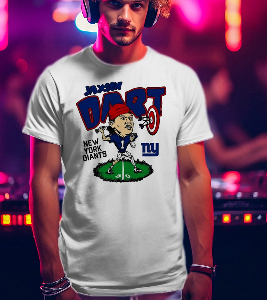Jaxson Dart NY Giants NFL Caricature Player Number 1 T-Shirt