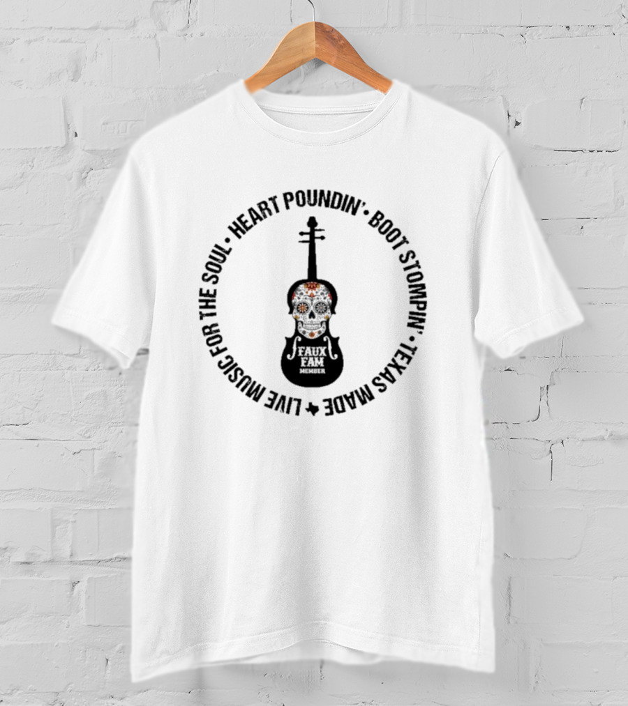Kin Faux Heart Poundin Boot Stompin Guitar Pick Design T-Shirt