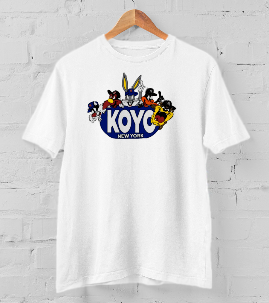 Koyo New York Looney Tunes Bugs Daffy Sylvester Taz Foghorn Baseball Yankees Mets T-Shirt
