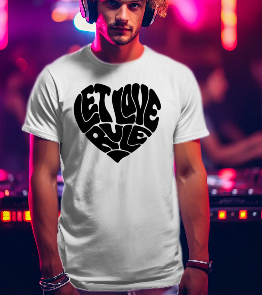 Lennykravitz Let Love Rule Heart Text Portrait Style T-Shirt