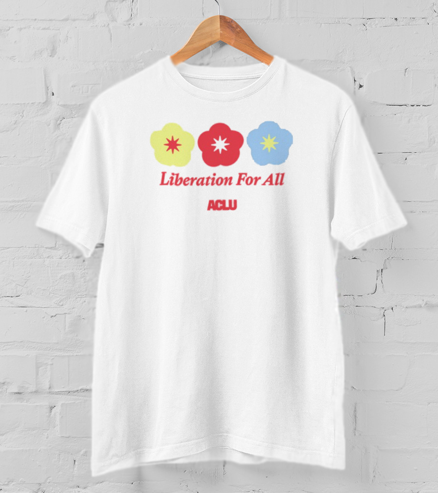 Liberation For All ACLU Flowers Red Yellow Blue T-Shirt