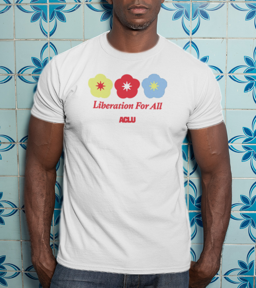 Liberation For All ACLU Flowers Red Yellow Blue T-Shirt