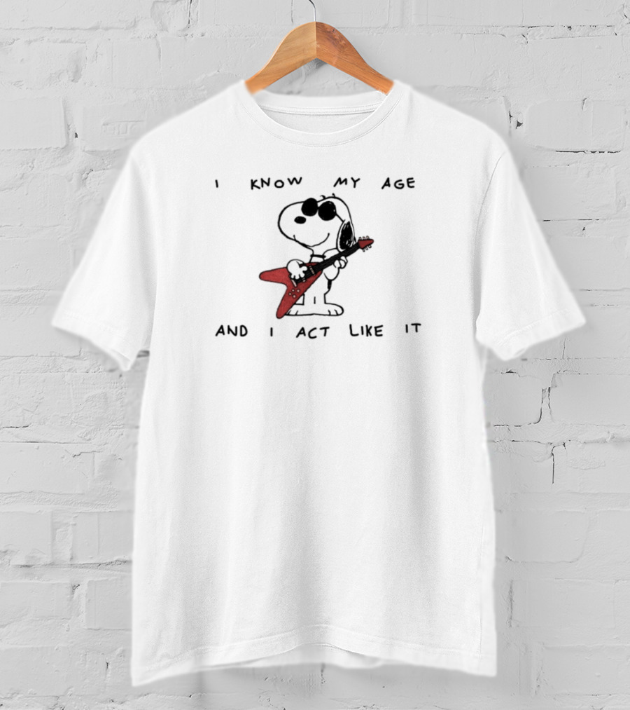 I Know My Age And I Act Like It Limited Edition Dog Electric Guitar T-Shirt