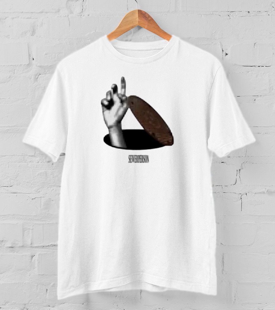Severperson Low Res Sewer Manhole Lid And Hand Gesture T-Shirt
