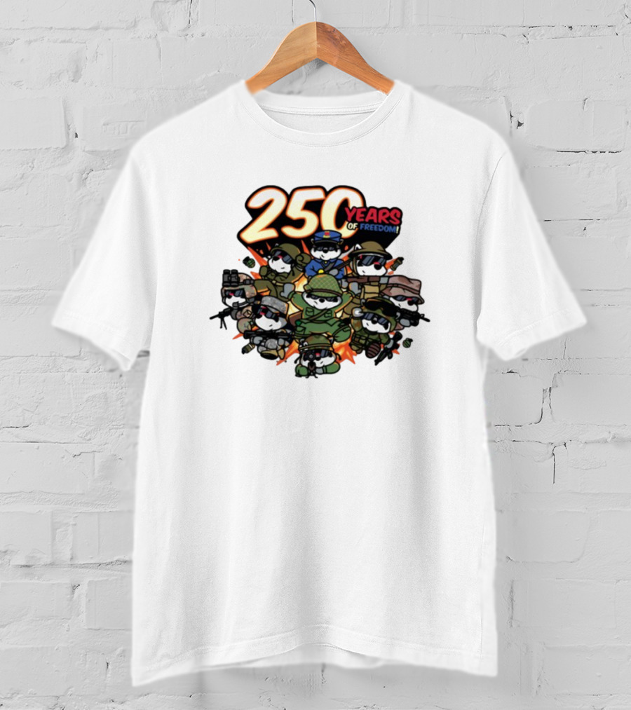 Mandatoryfunday 250 Years Of Freedom Military Characters Celebration T-Shirt