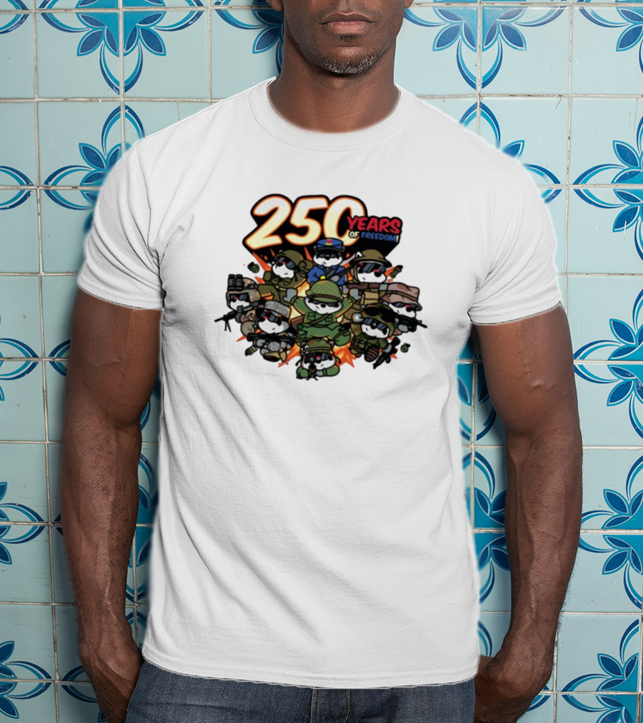 Mandatoryfunday 250 Years Of Freedom Military Characters Celebration T-Shirt