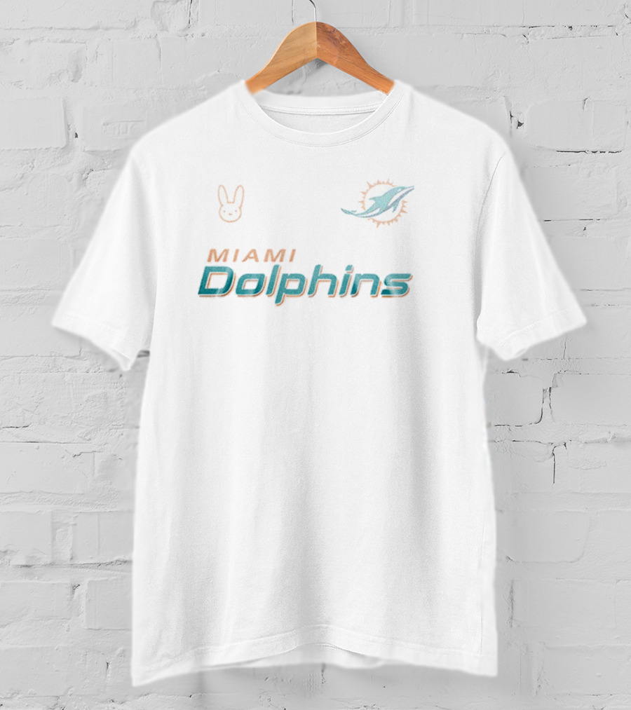 Miami Dolphins Bad Bunny Collaboration Frog Mascot Signature T-Shirt