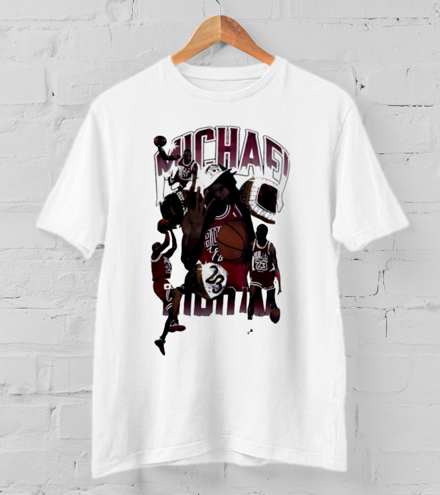 Michael Jordan Bulls Number 23 Iconic Basketball Collage T-Shirt