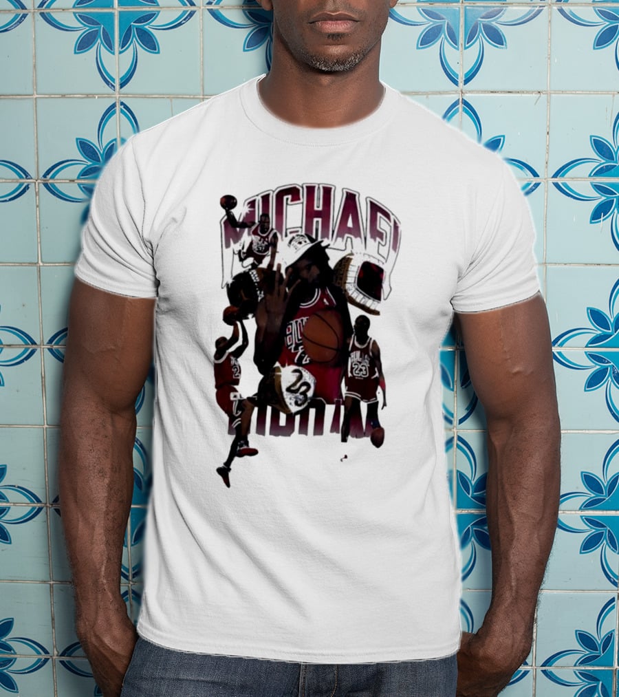 Michael Jordan Bulls Number 23 Iconic Basketball Collage T-Shirt