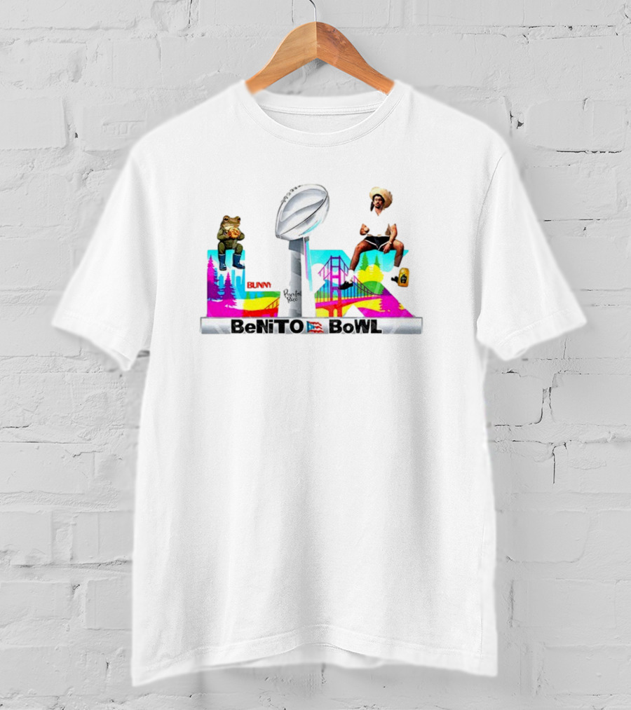 Bad Bunny Benito Bowl Puerto Rico Flag Super Bowl 2025 Retro Frog Bridge Leopardo San Francisco T-Shirt