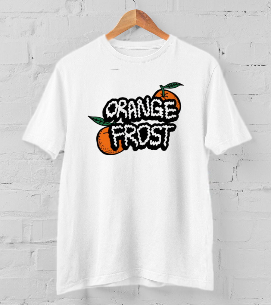 Orange Frost Citrus Design With Green Leaf Elements T-Shirt