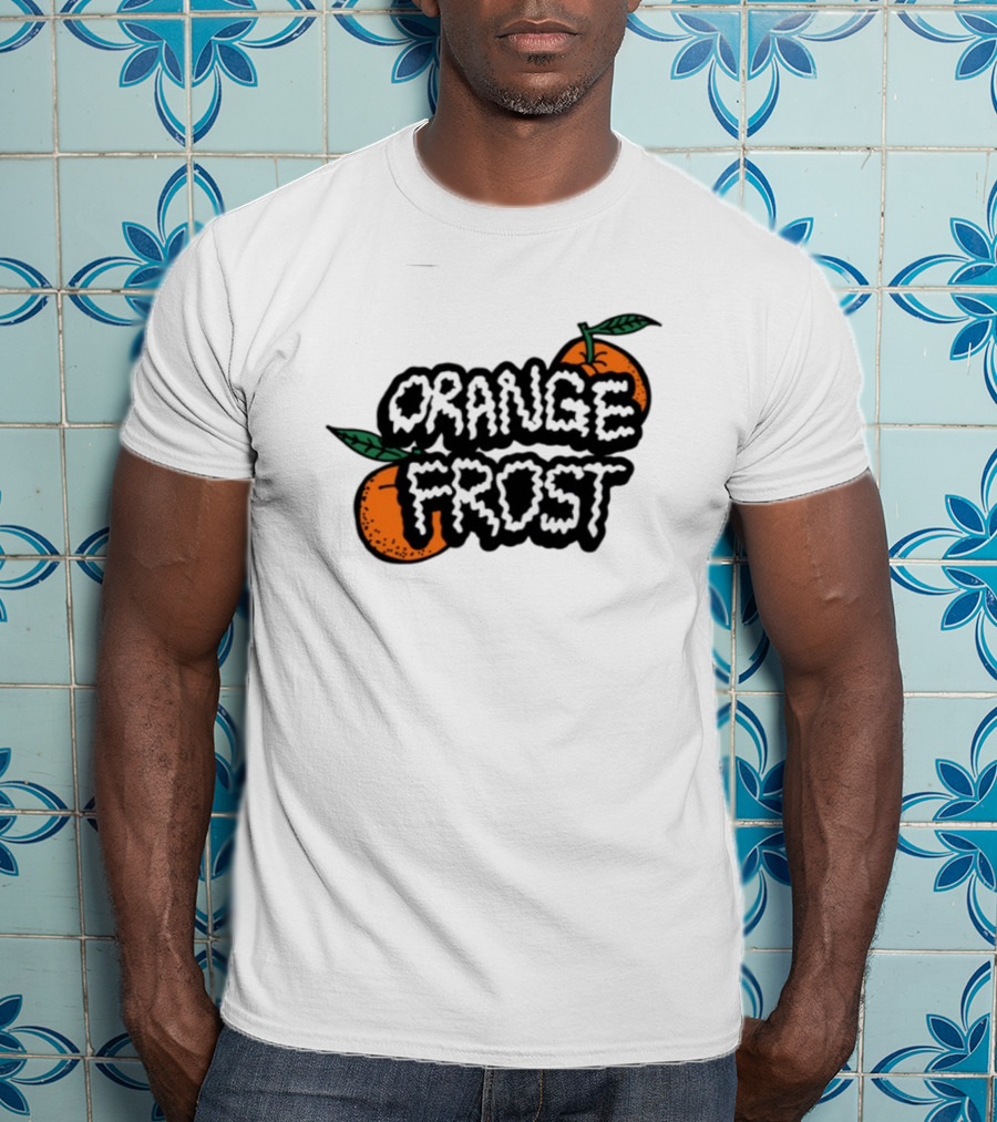 Orange Frost Citrus Design With Green Leaf Elements T-Shirt