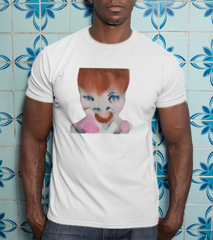 Pearly Drops The Voices Are Coming Back Creepy Clown Face Pink And Brown Hair Blue Eyes T-Shirt