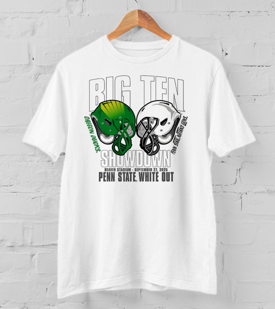 Penn State Nittany Lions Vs Oregon Ducks Football Big Ten Showdown 2025 White Out T-Shirt