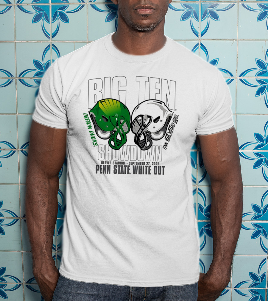 Penn State Nittany Lions Vs Oregon Ducks Football Big Ten Showdown 2025 White Out T-Shirt