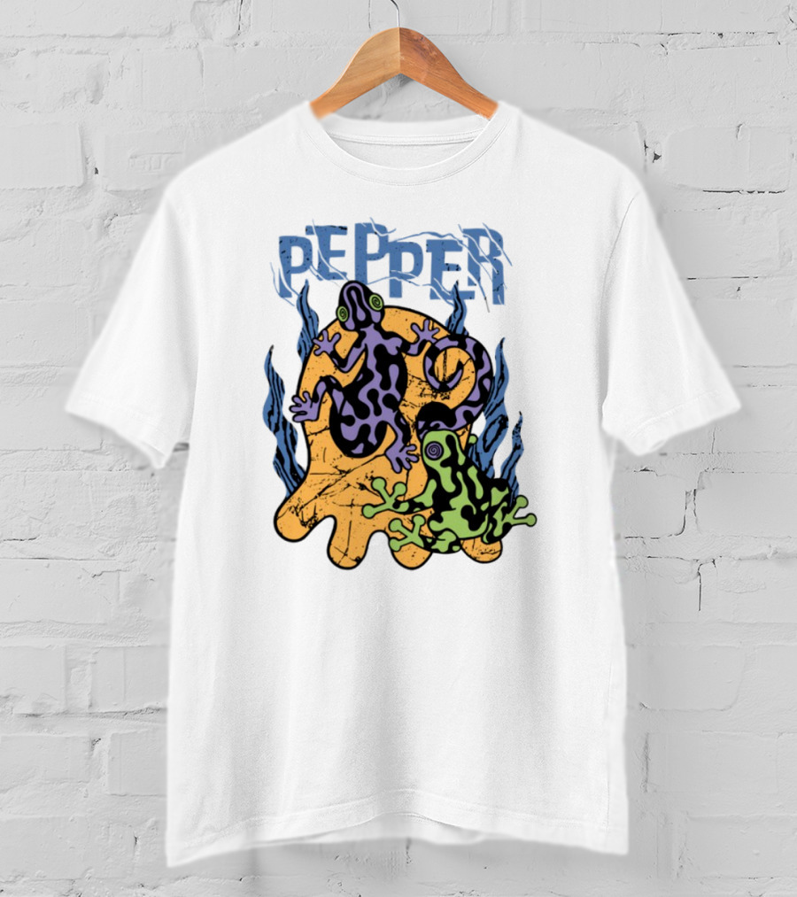 Pepper Skullconut Amphibians Psychedelic Frogs Graphic T-Shirt