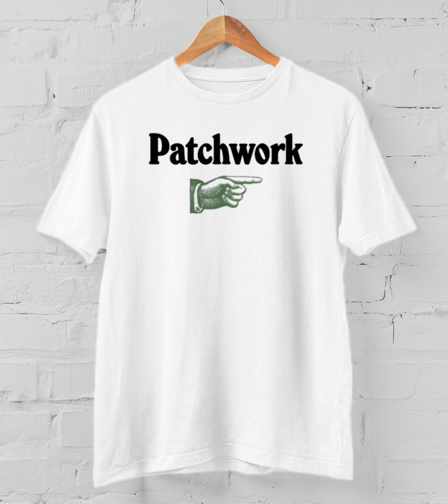 "Pulp Patchwork Pointing Hand Ecru" T-Shirt