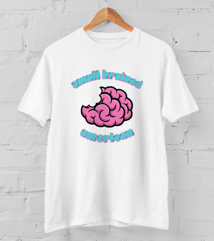 Small Brained American Pink Brain Illustration T-Shirt