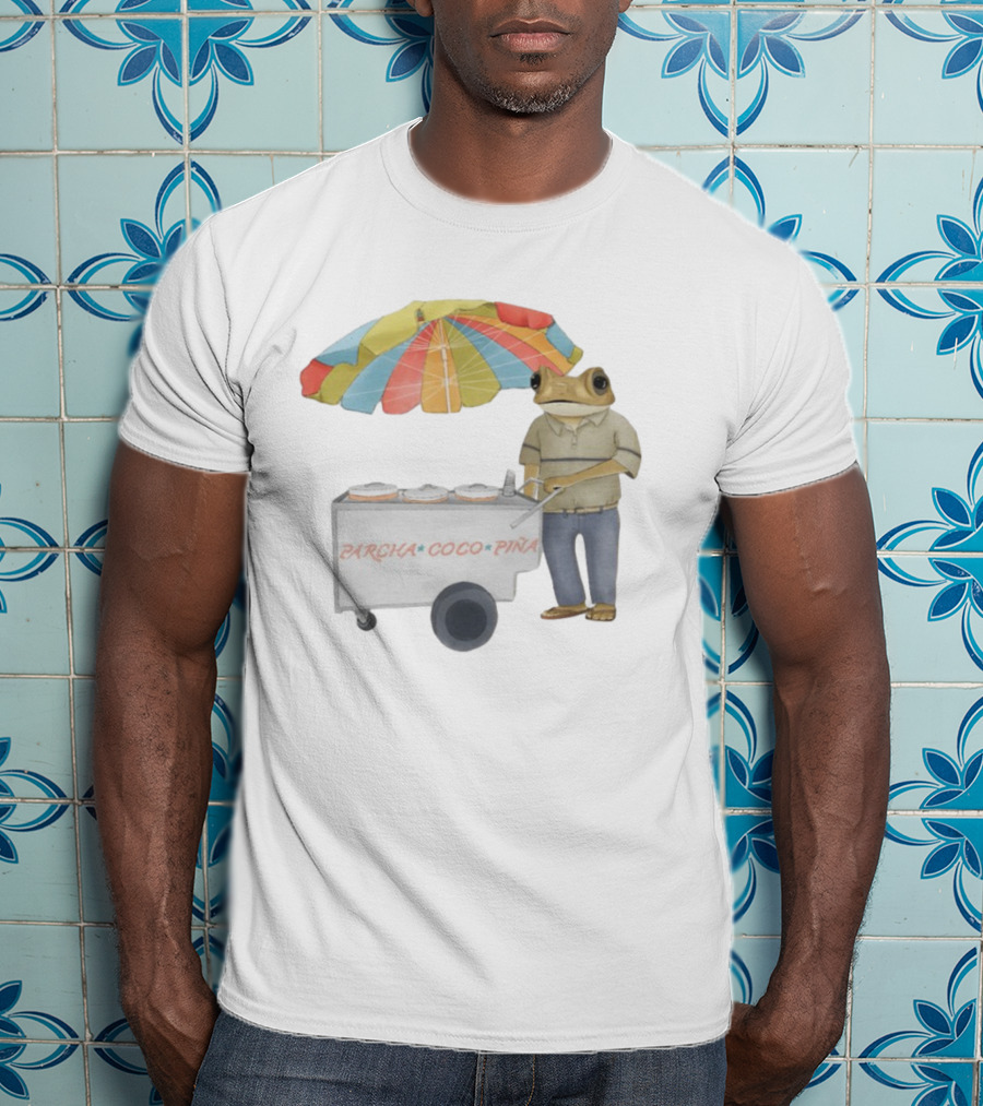 Parcha Coco Piña Frog Vendor With Colorful Umbrella T-Shirt