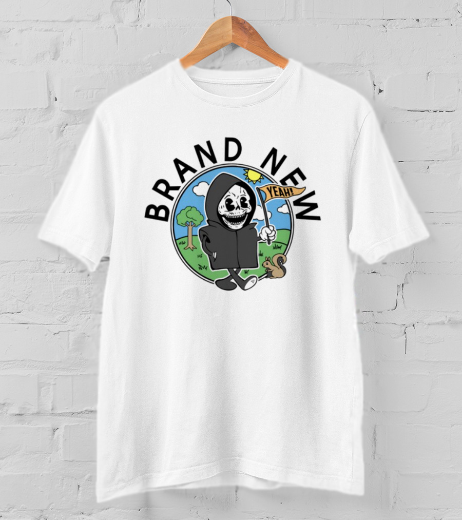 Skullboy Kids Character With Yeah Flag And Squirrel In Sunny Park T-Shirt