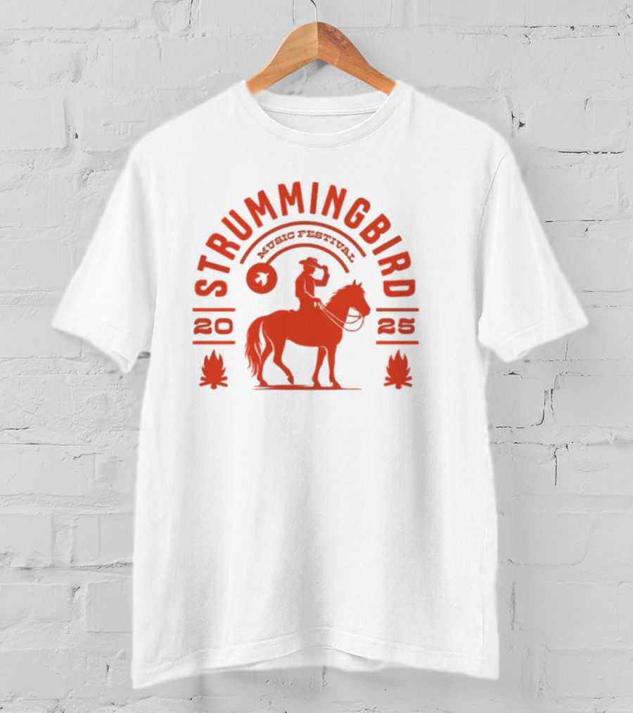 Strummingbird Music Festival 2025 Cowboy Riding Horse Icon T-Shirt