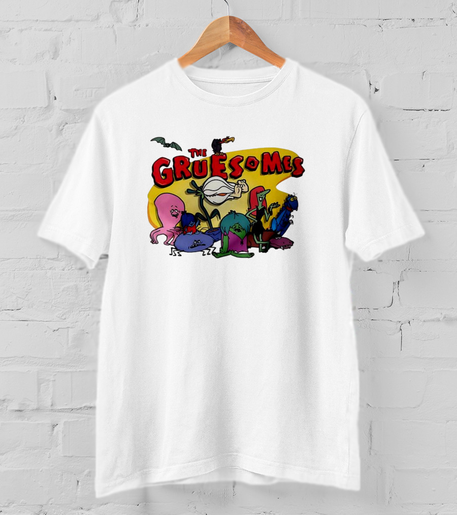 The Gruesomes Cartoon Characters With Bat And Vulture T-Shirt