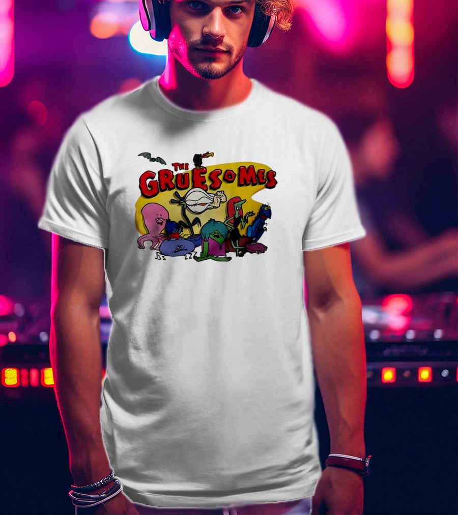 The Gruesomes Cartoon Characters With Bat And Vulture T-Shirt