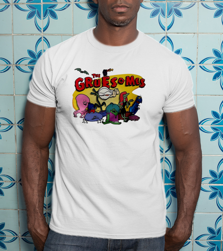 The Gruesomes Cartoon Characters With Bat And Vulture T-Shirt