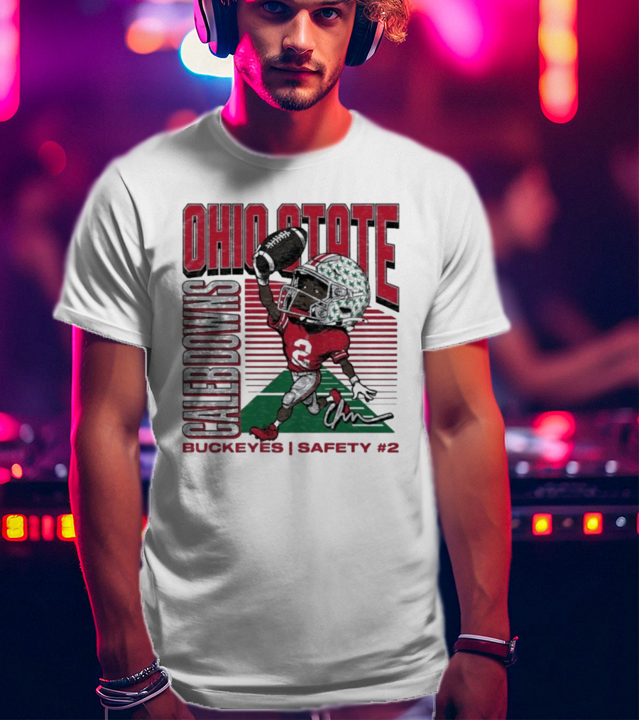 Ohio State Caleb Downs Buckeyes Safety Caricature #2 T-Shirt